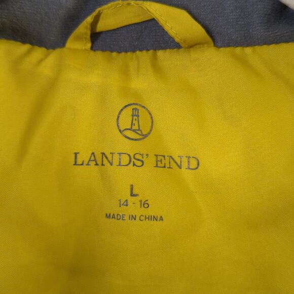 Lands End Down Puffer Vest Womens L Yellow Pockets Full Zip Outdoors - Picture 2 of 6